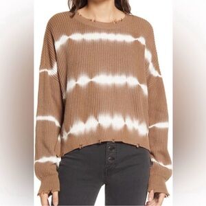 Brown and White Tie-Dye Sweater